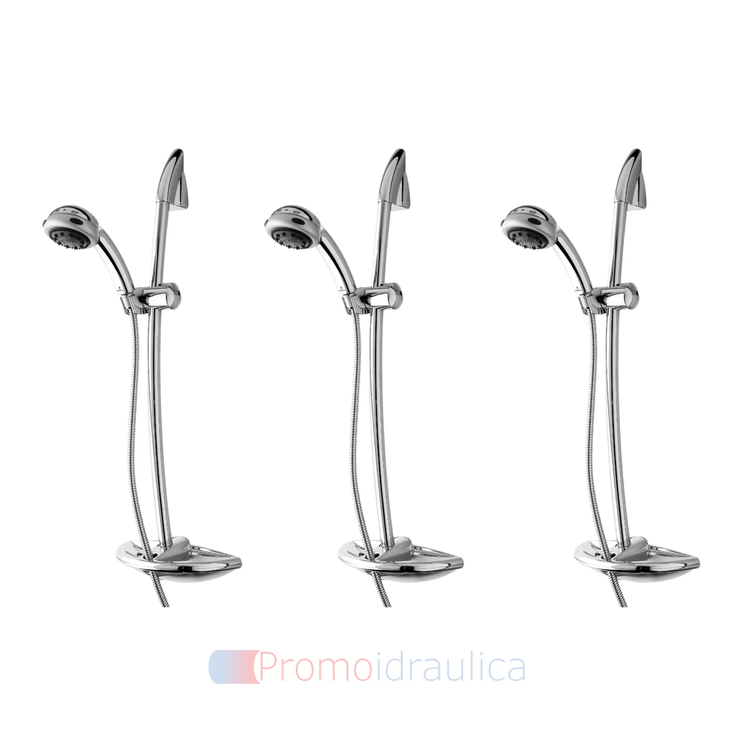 set doccia saliscendi arco 3 getti con portasapone pack 3 pezzi